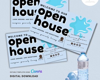 Realtor Open House Pop-By Tag: Bottled Water Design (Digital Download)