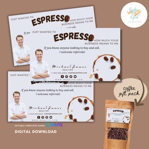 Etiqueta emergente de bienes raíces de Cup Of Coffee / Etiqueta emergente de Espresso / Etiqueta emergente de marketing inmobiliario