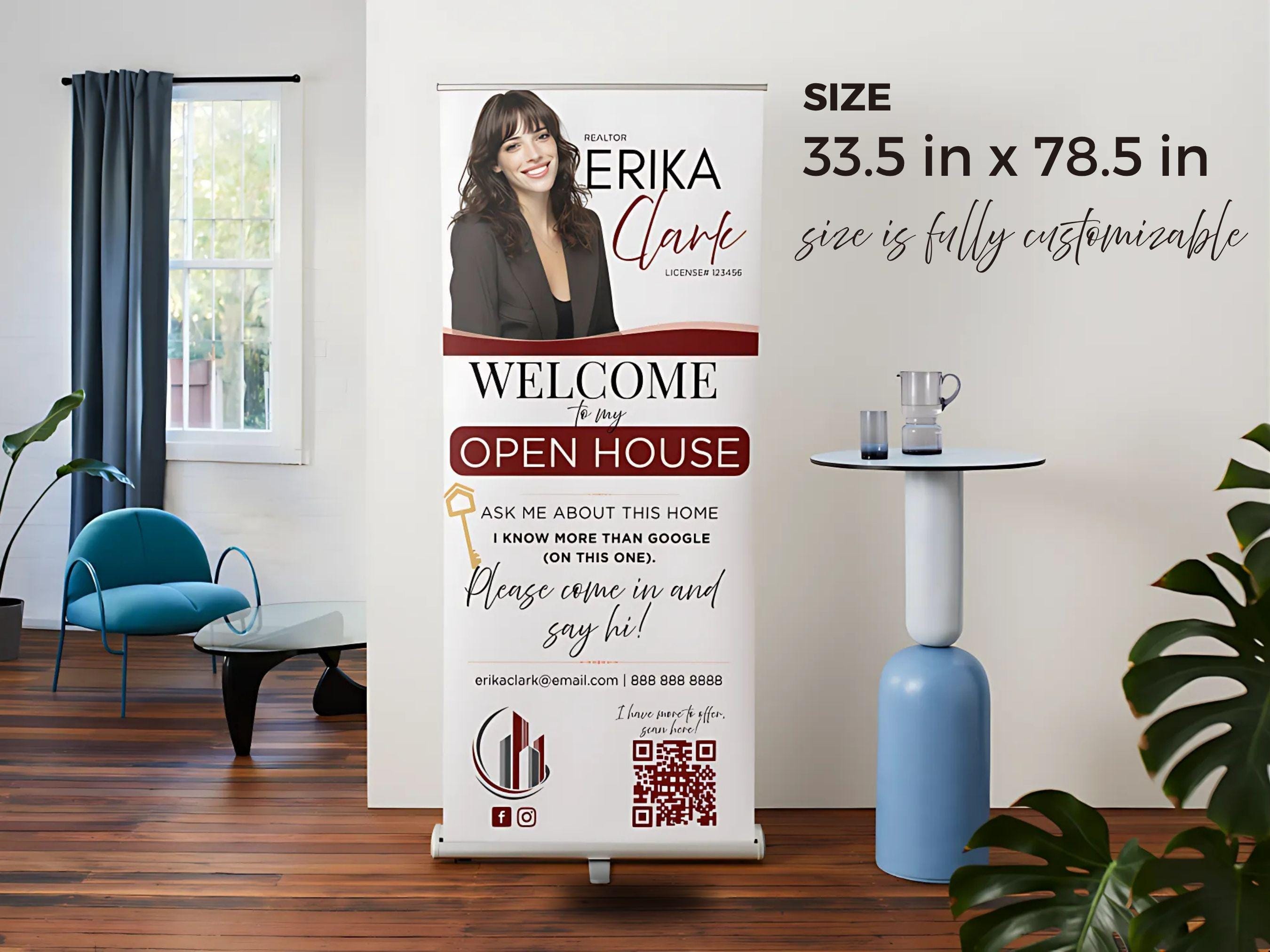 Open House Display Realtor Retractable Banner Template: Open House Display (canva Digital ...