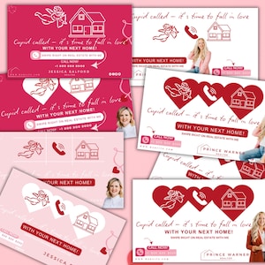 Valentine&#39;s Day Theme Real Estate Pop By Tags, Keychain, Pen, Candy Ideas Pop By Tag, Realtor Marketing, Downloadable and Editable Template