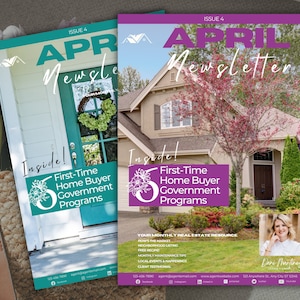 Real Estate Newsletter Templates | Real Estate April Newsletter Marketing Template | Custom Printable Real Estate Newsletter Template
