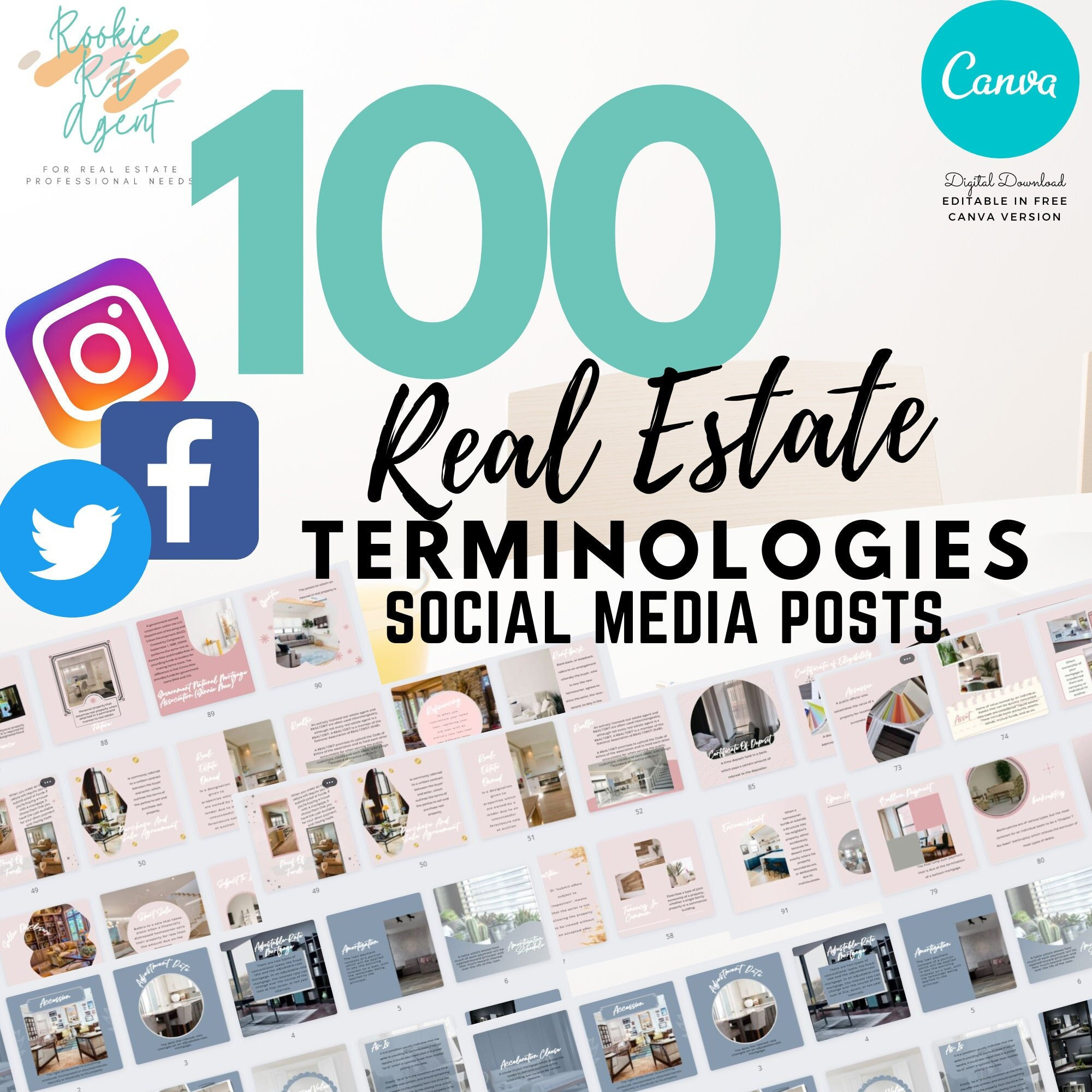 Real Estate Vocabulary for Social Media Digital Template for Instagram