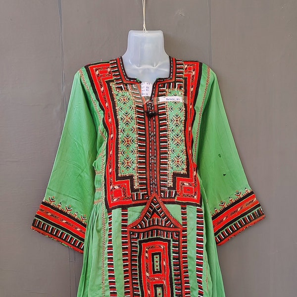 Hand embroidered mirror work gypsy baluchi tunic hippie tribal bohemian balochi girl's kurta top dress