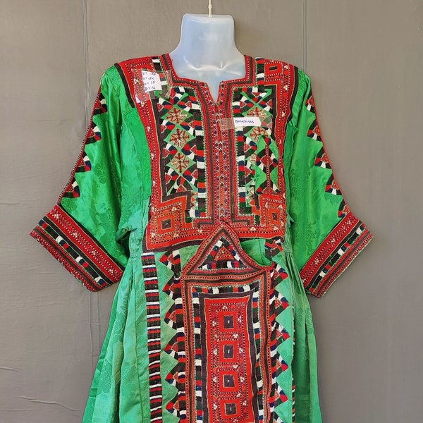 Old Vintage Hand embroidered mirror work gypsy baluchi tunic hippie tribal bohemian balochi girl's kurta top dress