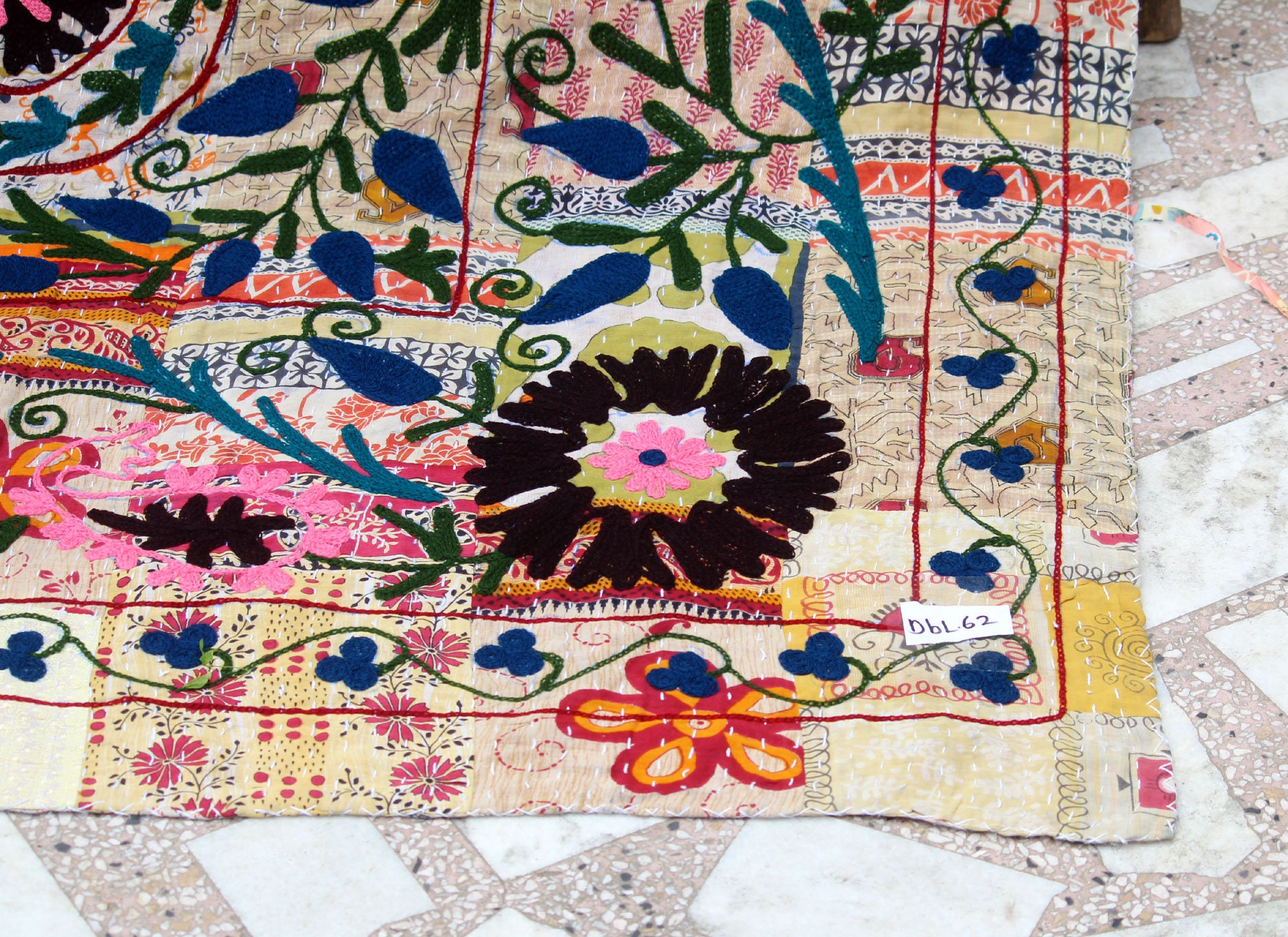 Queen Size Vintage Suzani Kantha Quilt White Twin Size Etsy