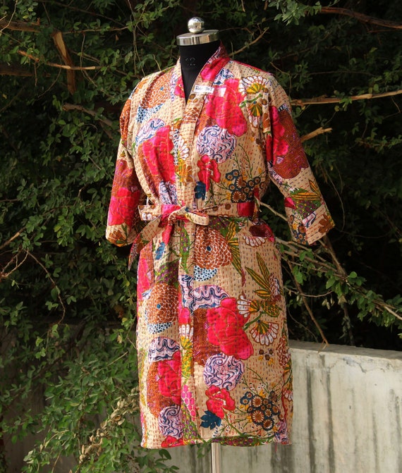 free shipping indian kimono hand block printed cotton dresses cotton kimono dresses Indian handmade boota design cotton kimono