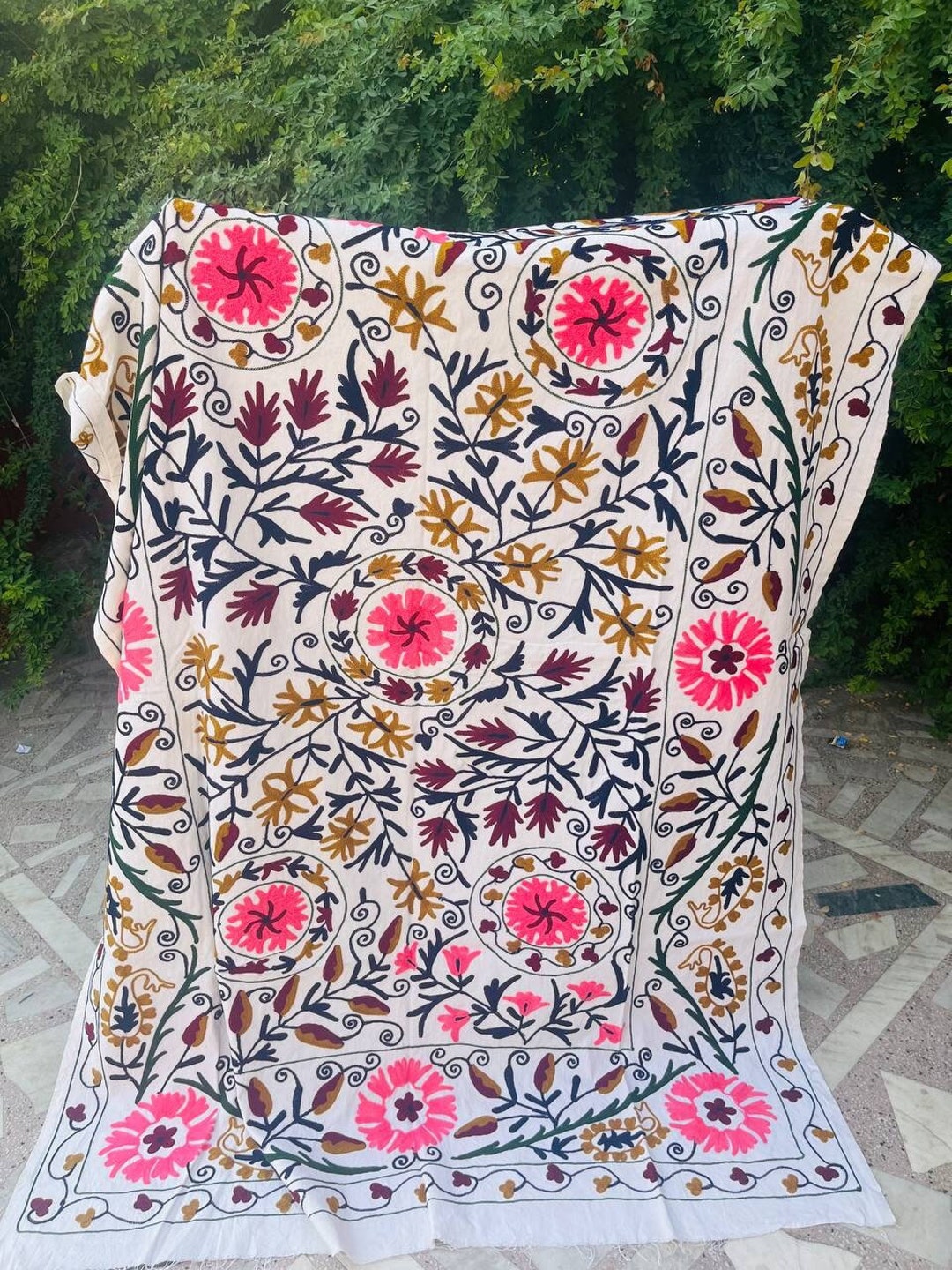 Hand Embroidery Bed Sheet Suzani Bed Cover Suzani Wall Etsy
