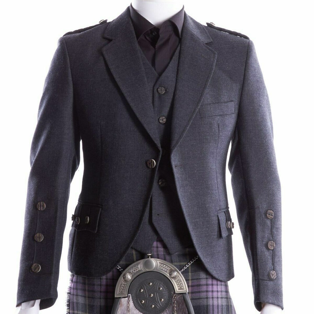 Crail Kilt Jacket and Waistcoat Grey Charcoal Scottish Kilt Etsy