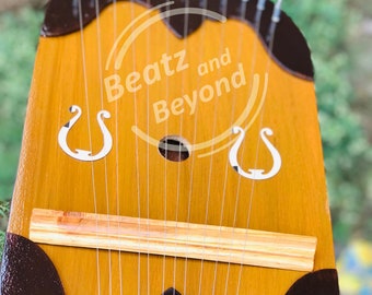 Handmade Lyre Harp 12 Metals Strings Curved Design | Lyra harp 12 Metal Strings With Free Bag ,Key, And Strings set