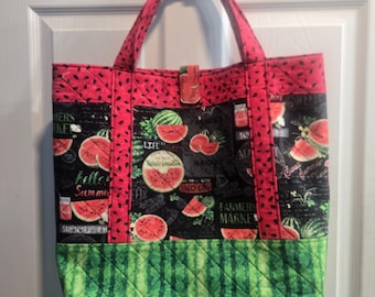 Watermelon Treats Fabric Quilted Tote Bag