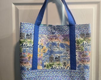 Atlantic City NJ Beach Quilted Tote Bag