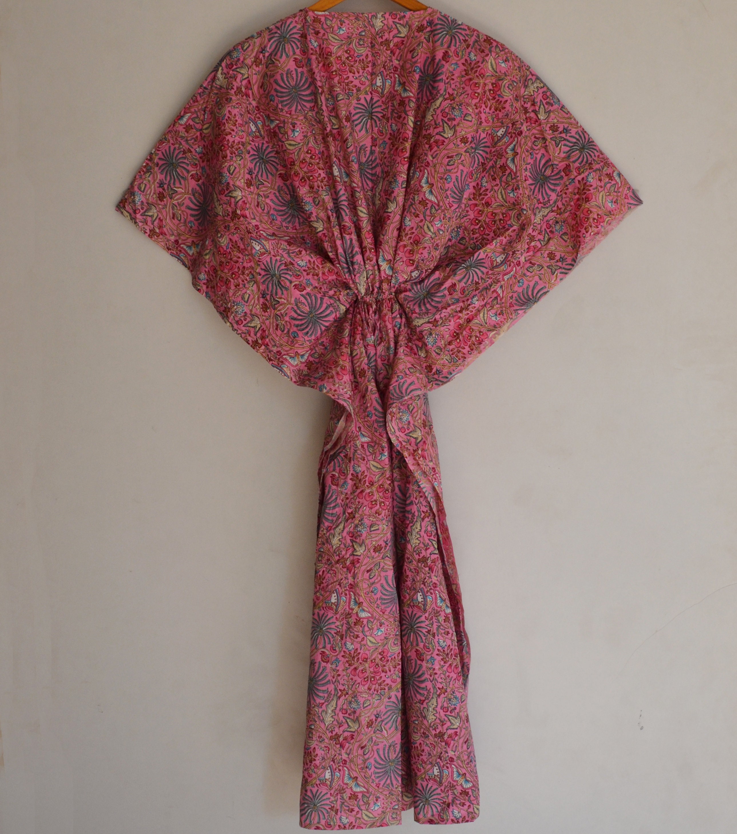 Zipper Caftan Indian Handmade Block Printed Cotton Kaftan With Zip New