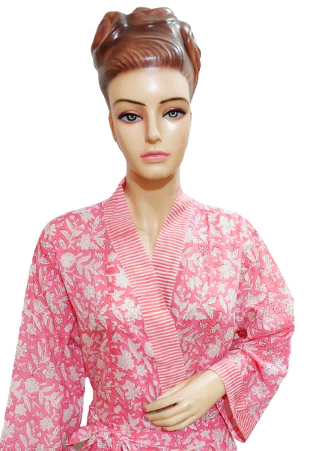 Indian Block Print Cotton Gown, Hand Block Printed Cotton Gown, Block