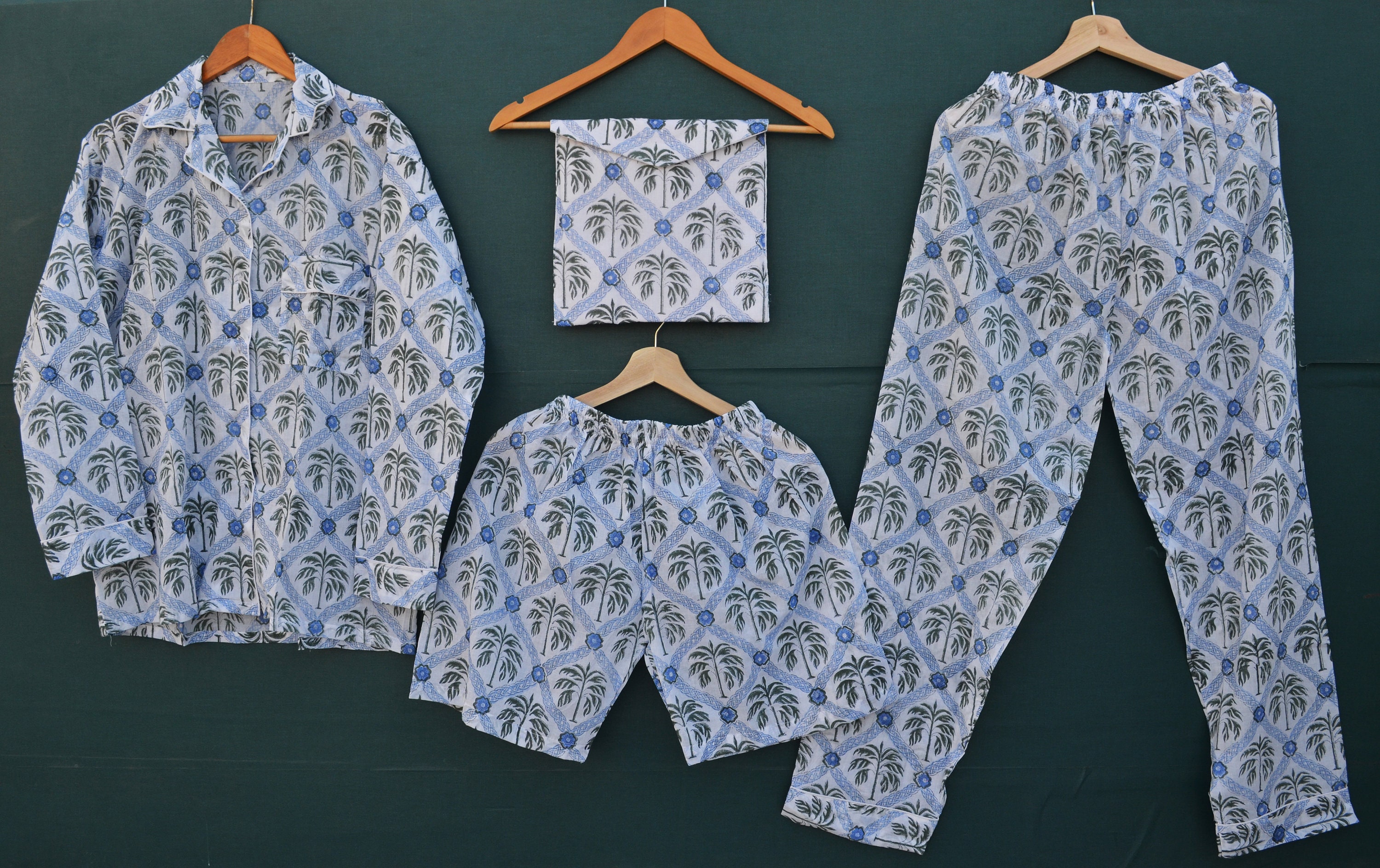 Lightweight Cotton Voile Printed PJ Shorts Set