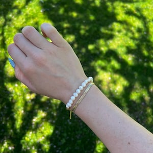 Freshwater Pearl Bracelet, Gold Pearl Bracelet, Pearl Jewelry, Gift for Her