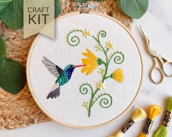 Hummingbird Embroidery Kit | Beginner DIY Craft, Floral Design