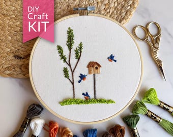 Blue Birds Embroidery Craft Kit | Beginner DIY Hand Embroidery Pattern