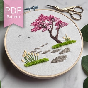PDF Pattern 6 Dogwood Garden Path DIY Spring Craft Ideas DIY Hand Embroidery Design Spring Garden Embroidery Dogwood Flowers image 2