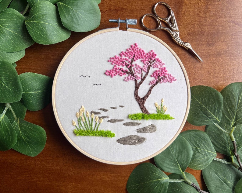 PDF Pattern 6 Dogwood Garden Path DIY Spring Craft Ideas DIY Hand Embroidery Design Spring Garden Embroidery Dogwood Flowers image 6