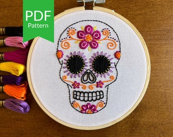 Sugar Skull Embroidery Pattern | Day of the Dead DIY (PDF Pattern