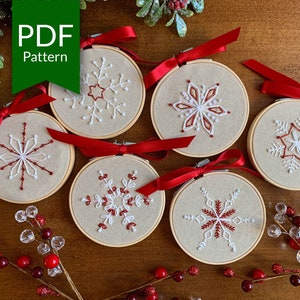 Snowflake Christmas Embroidery Pattern | Hand Embroidery For Beginners | Snowflake Ornaments | Easy Handmade Christmas Gift