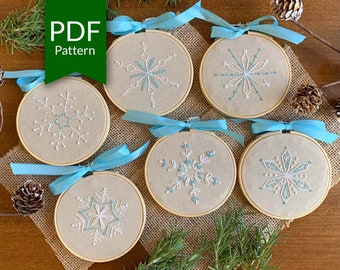 Snowflake Christmas Embroidery Pattern | Hand Embroidery Design | Embroidery PDF Pattern | Snowflake Embroidery for Beginners