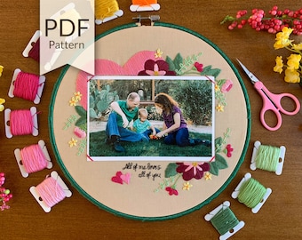 Bloemen borduurwerk fotolijstpatroon | Knutselen voor beginners (pdf)