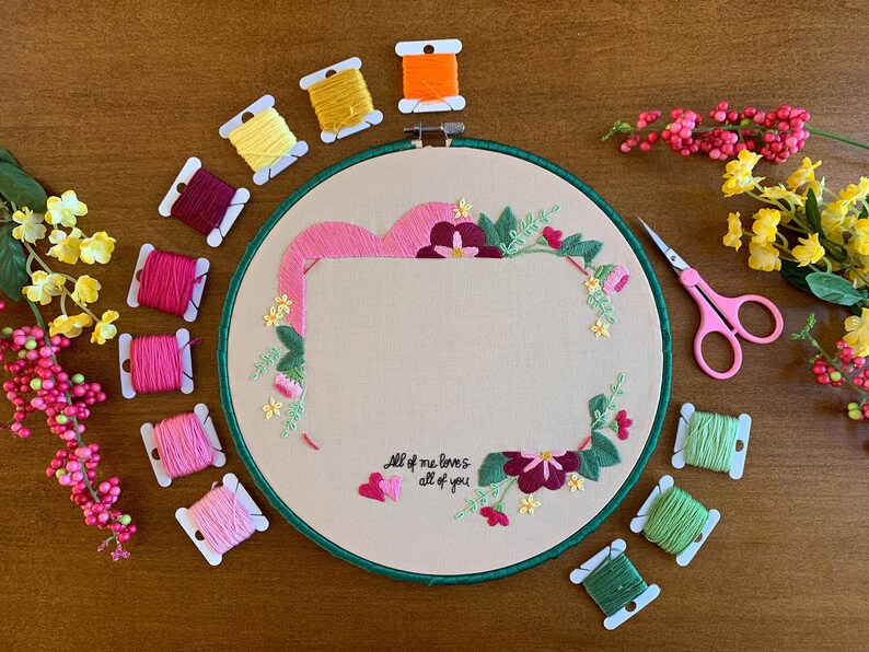 Embroidery Picture Frame PDF Pattern Unique Floral Etsy