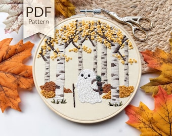 Aspen Ghost Hiker Embroidery Pattern – 6" Halloween DIY (PDF Pattern)