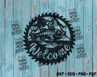 Welcome Bass Sawblade SVG and DXF for CNC Plasma, laser, waterjet, Cricut, Silhouette