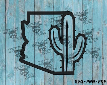 Cactus de Arizona SVG para Cricut y Silhouette, planta SVG, saguaro SVG, AZ SVG, archivo de corte SVG