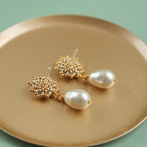 Pearl Earrings, Bridal Earrings, Wedding Earrings, Dangle Earrings, Stud Earrings, Gold Earrings, Designer Earrings, Handmade Earrings image 4