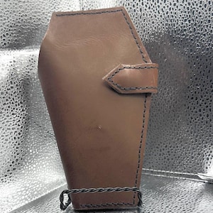 Cartera de ataúd de cuero hecha a mano / 6 bolsillos / Bolsillos en relieve marrón / marrón