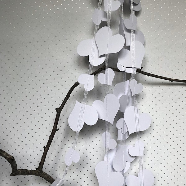 Sweet White Heart Garland - Romantic Heart - Love Theme - White Party Decorations  - Valentine's day - Paper Decorations