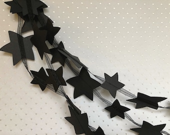 Black Star Garland - Gothic Star Garland - Black Party Decorations - Christmas Decorations - Paper decorations - Gothic Party