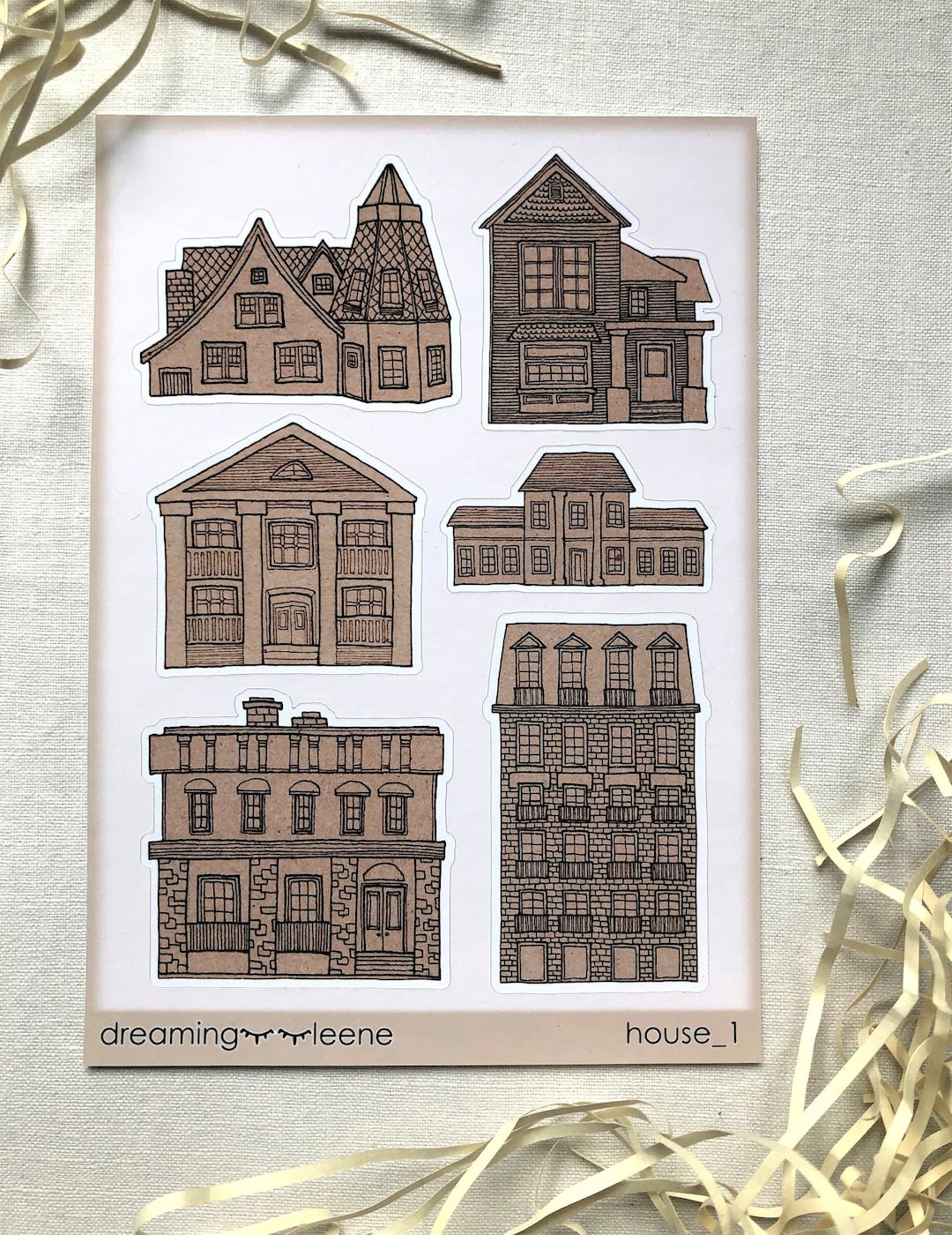Vintage Tiny House Stickers, Cozy Home Sticker Sheet, House Graphic ...