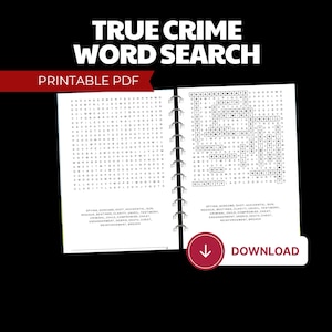 True Crime Word Search: 60 Adult Puzzles (PDF Printable)