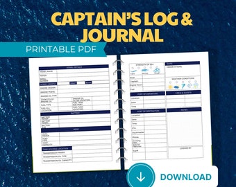 Ship Captain's Log | Nautical Journal | Boat Logbook | Printable PDF