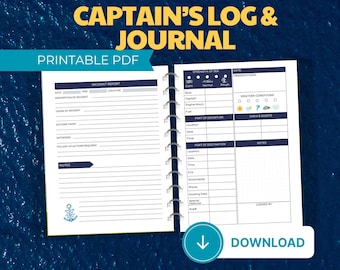 Ship Captain's Log Book: Nautical Journal (Digital Download)