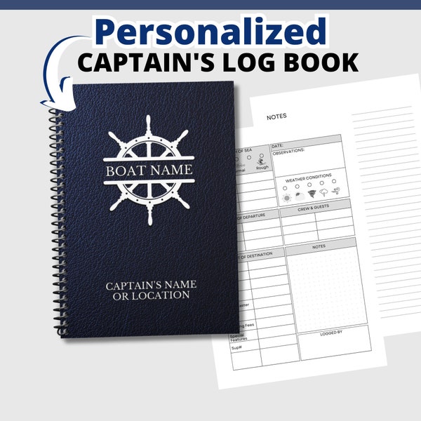 Personalized Captains Logbook | Boat Captain Gift | Yacht Log Book | Unique Gift for Boaters | Boat Gift | Gift for Boat Owners