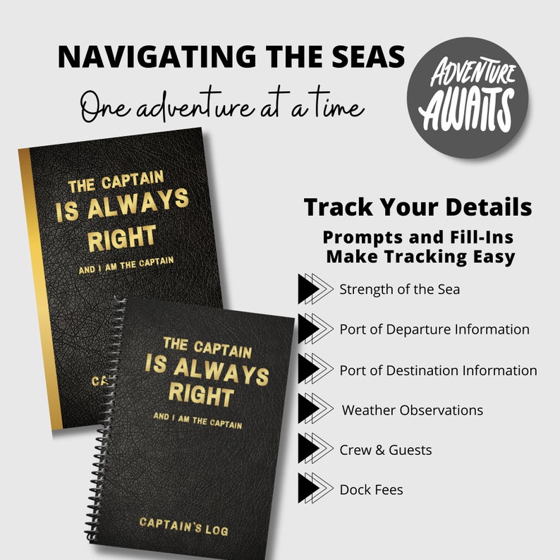 Captain Journal Captain's Log Book: Nautical Boating Journal (6x9, 120 Page) - Etsy