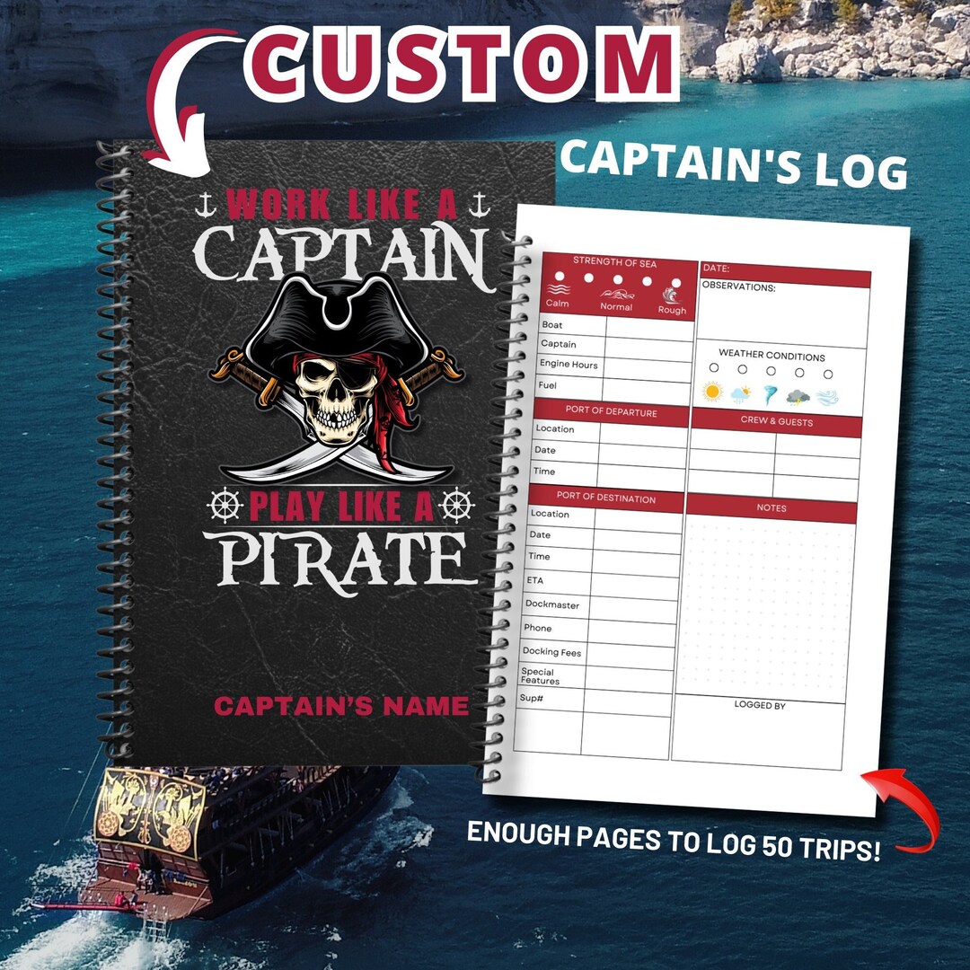 Personalized Pirate Captain's Log Book: Nautical Boating Journal - Etsy