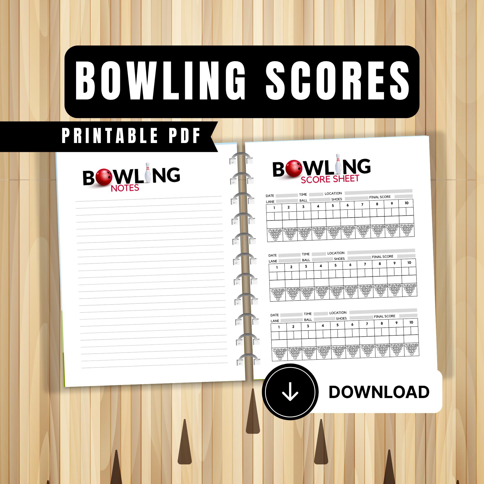 Printable Bowling Score Sheet Digital Download Score Tracker Bowling ...