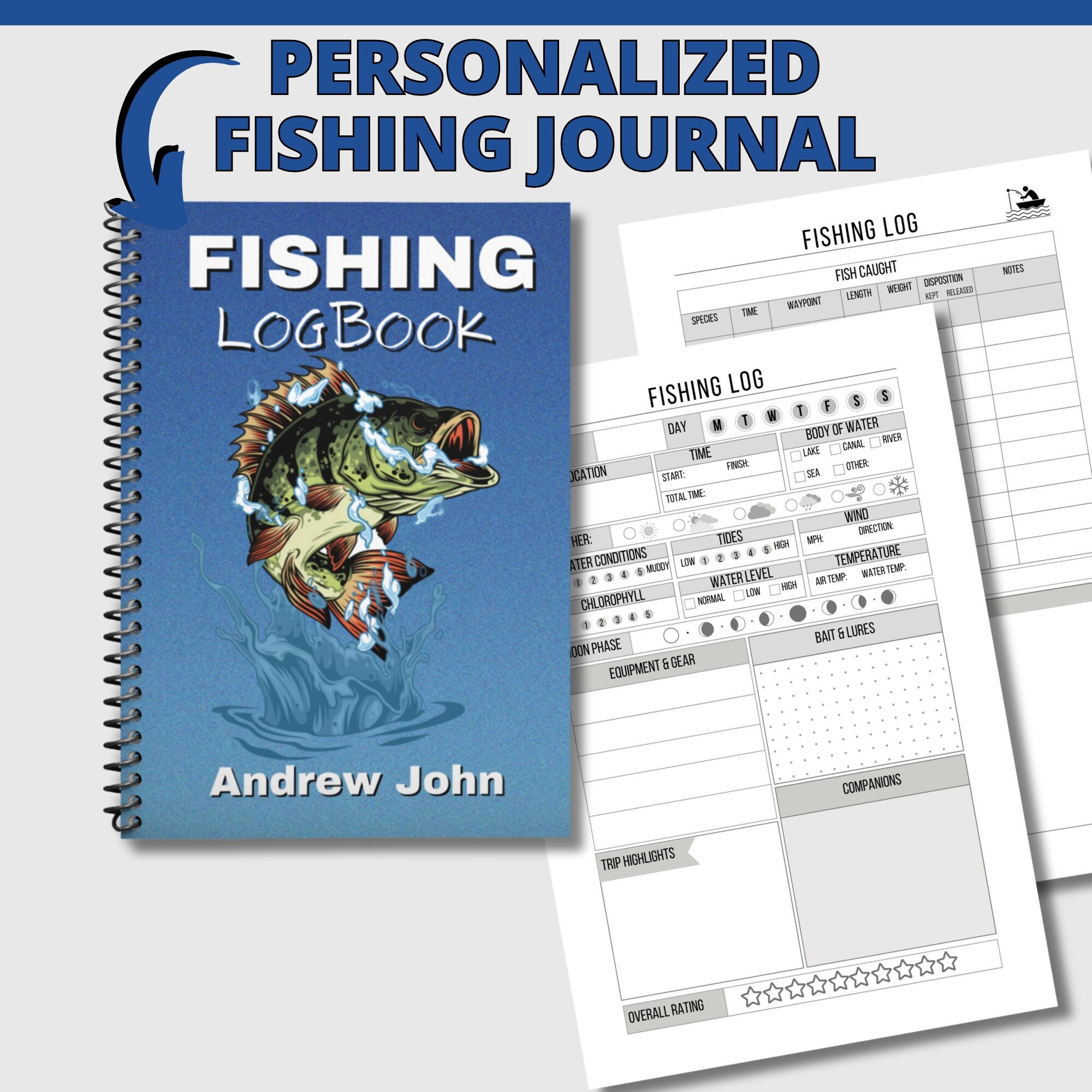 Personalised A5 Fishing Log Book
