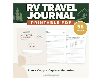 RV Travel Journal Printable: 56-Page Road Trip Planner and Campground Log PDF