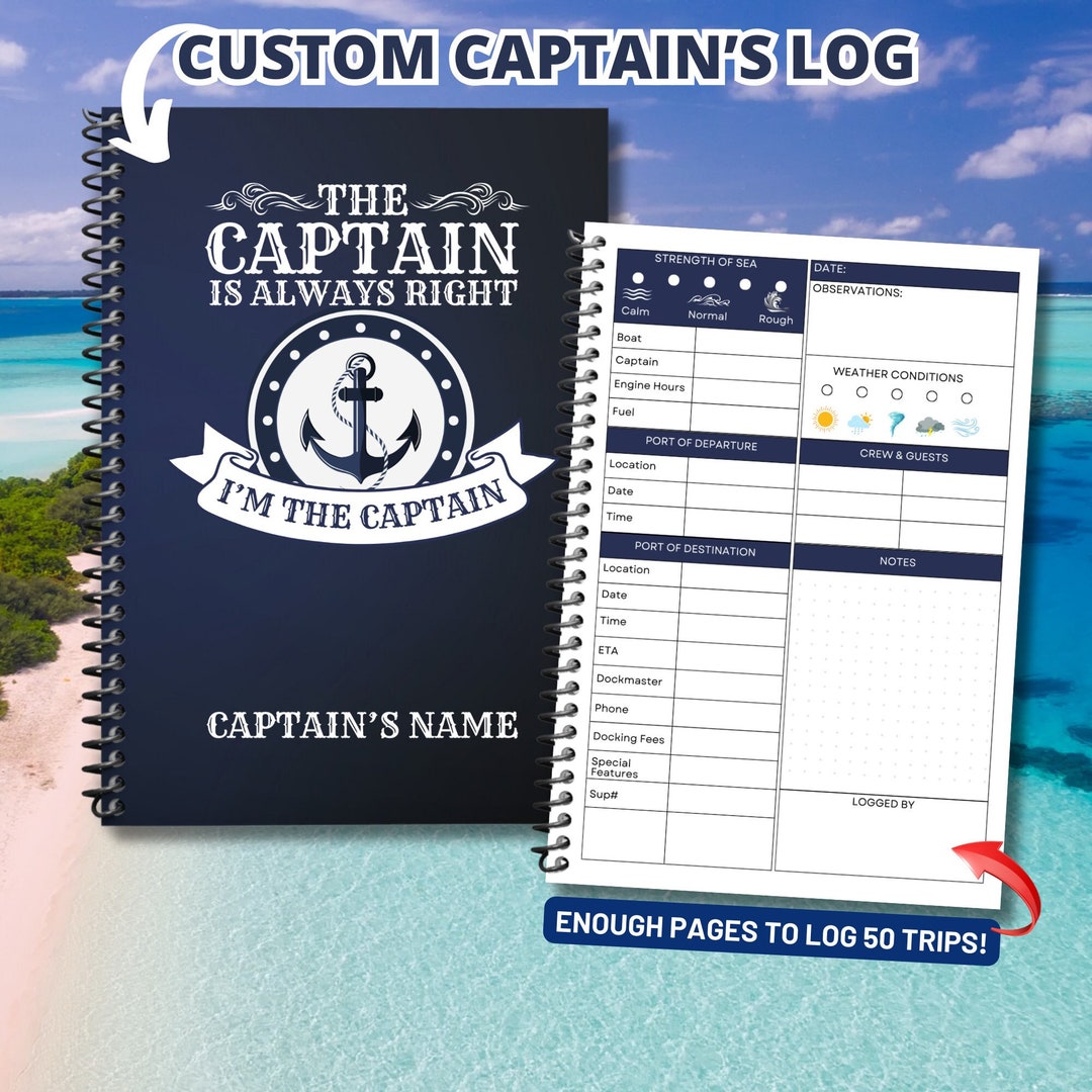Custom Boat Captain's Log Book: Nautical Journal for Sailors - Etsy