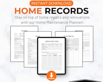 Home Maintenance Planner: Repair & Renovation Tracker (Digital Download PDF)