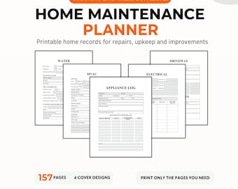 Printable Home Maintenance Planner, Homeowner Binder and Repair Log, Digital Download PDF