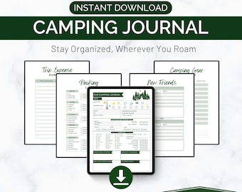 Printable Camping Journal PDF: Campsite Tracker, Meal Planner & Packing List (Digital Download