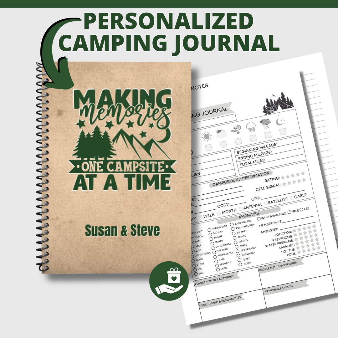 Personalized Camping Journal Unique Camping Gift for Campers and RV